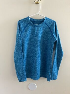 Reebok Blue Heathered Long Sleeve Performance Shirt